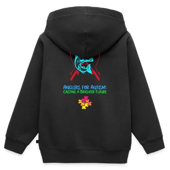 Angler für Autismus sorgen für eine bessere Zukunft - Kinder Premium Organic Zip Hoodie - Schwarz - Hinten - AI Model Kid Male (0cm)