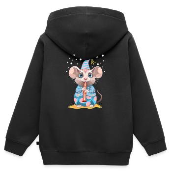 The Pied Piper - Kids Premium Organic Zip-up Hoodie - black - Back - AI Model Kid Male (0cm)