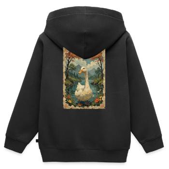 Ein schönes Bild von einer Ente. - Kinder Premium Organic Zip Hoodie - Schwarz - Hinten - AI Model Kid Male (0cm)
