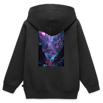 A city in the cyberpunk valley - Kids Premium Organic Zip-up Hoodie - black - Back - AI Model Kid Male (0cm)