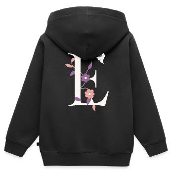 Lettre E Monogramme Rétro - Sweat Premium à capuche zippé enfant bio - noir - Dos - AI Model Kid Male (0cm)
