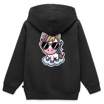 Unicorn Sticker Style - Kinder Premium Organic Zip Hoodie - Schwarz - Hinten - AI Model Kid Male (0cm)