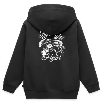 Fight with Heart blanc - Sweat Premium à capuche zippé enfant bio - noir - Dos - AI Model Kid Male (0cm)