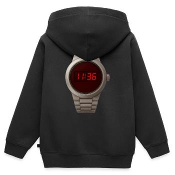 Coole Digitaluhr im Edelstahlgehäuse mit roten LED - Kinder Premium Organic Zip Hoodie - Schwarz - Hinten - AI Model Kid Male (0cm)