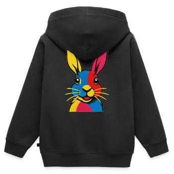Lapin Pop Art - Sweat Premium à capuche zippé enfant bio - noir - Dos - AI Model Kid Male (0cm)