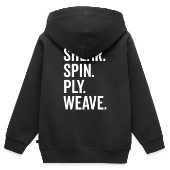 Scher-Spin-Ply-Gewebe - Kinder Premium Organic Zip Hoodie - Schwarz - Hinten - AI Model Kid Male (0cm)