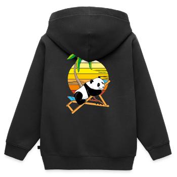 Bébé panda ours se relaxant sur la chaise longue - Sweat Premium à capuche zippé enfant bio - noir - Dos - AI Model Kid Male (0cm)
