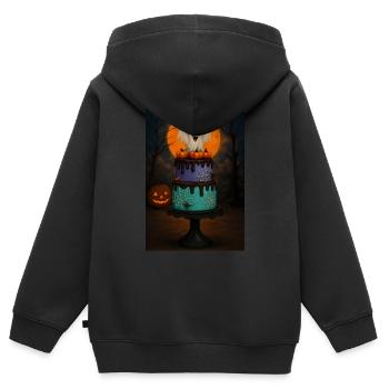 Grusel Geister Halloween Geschenk - Kinder Premium Organic Zip Hoodie - Schwarz - Hinten - AI Model Kid Male (0cm)