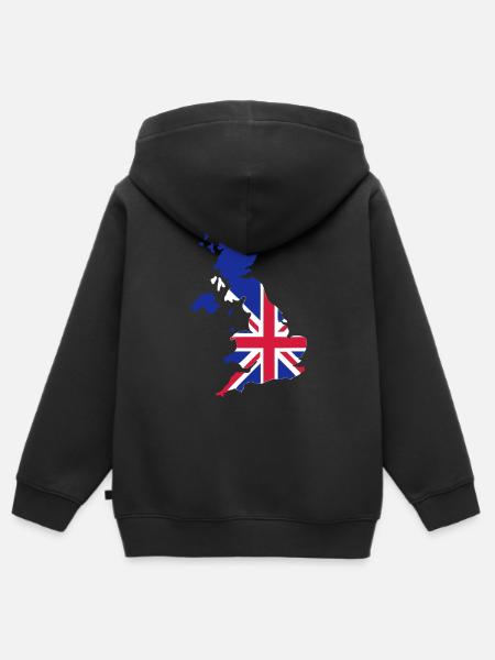 UK Grossbritannien - Kinder Premium Organic Zip Hoodie - Schwarz
