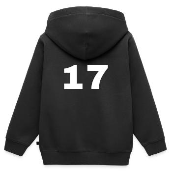 17 - Kinder Premium Organic Zip Hoodie - Schwarz - Hinten - AI Model Kid Male (0cm)