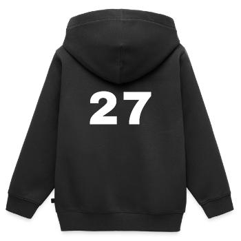 27 - Kids Premium Organic Zip-up Hoodie - black - Back - AI Model Kid Male (0cm)