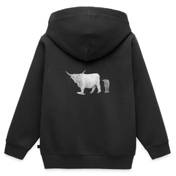 Schottisches Hochlandrind mit Kalb - Kinder Premium Organic Zip Hoodie - Schwarz - Hinten - AI Model Kid Male (0cm)