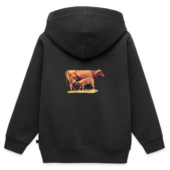 Kuh mit Kalb - Kinder Premium Organic Zip Hoodie - Schwarz - Hinten - AI Model Kid Male (0cm)