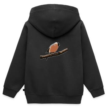 Bouvreuil mignon - Sweat Premium à capuche zippé enfant bio - noir - Dos - AI Model Kid Male (0cm)