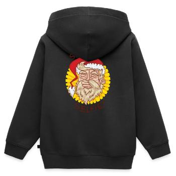 Santa Père Noël - Sweat Premium à capuche zippé enfant bio - noir - Dos - AI Model Kid Male (0cm)