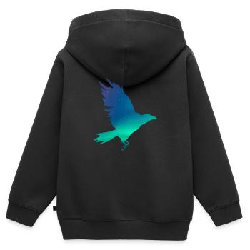 Crow dans les aurores boréales - Sweat Premium à capuche zippé enfant bio - noir - Dos - AI Model Kid Male (0cm)