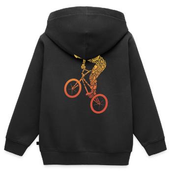 BMX Bike Tricks BMX - Sweat Premium à capuche zippé enfant bio - noir - Dos - AI Model Kid Male (0cm)