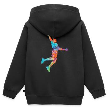 Basketballspieler Basketballer Jungen Basketball - Kinder Premium Organic Zip Hoodie - Schwarz - Hinten - AI Model Kid Male (0cm)