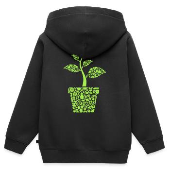 Jardinier, Fleuriste, Jardinier amateur, Femmes de jardin - Sweat Premium à capuche zippé enfant bio - noir - Dos - AI Model Kid Male (0cm)
