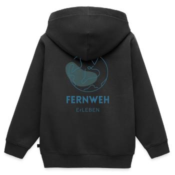 Fernweh erLEBEN - Reise - Flugzeug - Kinder Premium Organic Zip Hoodie - Schwarz - Hinten - AI Model Kid Male (0cm)