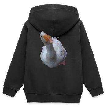 Gans - Kinder Premium Organic Zip Hoodie - Schwarz - Hinten - AI Model Kid Male (0cm)