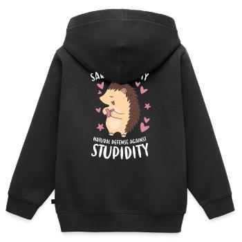 Ma défense naturelle contre la stupidité Hedgehog - Sweat Premium à capuche zippé enfant bio - noir - Dos - AI Model Kid Male (0cm)