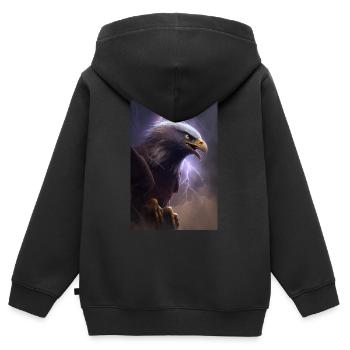 Eagle Lightning Cool Storm Animal Bird Epic - Sweat Premium à capuche zippé enfant bio - noir - Dos - AI Model Kid Male (0cm)
