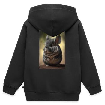 Chinchilla Realistisch Tier - Kinder Premium Organic Zip Hoodie - Schwarz - Hinten - AI Model Kid Male (0cm)