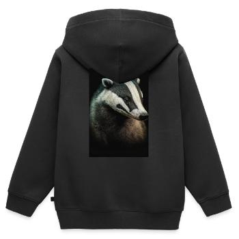 Dachs tier realistisch - Kinder Premium Organic Zip Hoodie - Schwarz - Hinten - AI Model Kid Male (0cm)