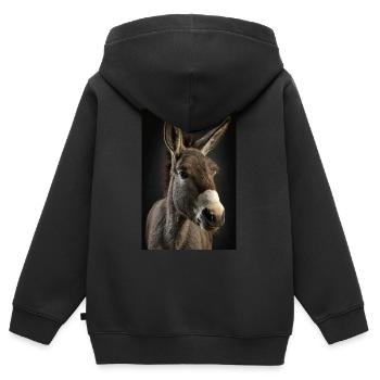 Esel Realistisch Cool - Kinder Premium Organic Zip Hoodie - Schwarz - Hinten - AI Model Kid Male (0cm)
