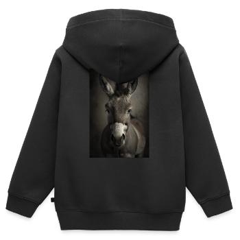 Esel Realistisch Cool - Kinder Premium Organic Zip Hoodie - Schwarz - Hinten - AI Model Kid Male (0cm)