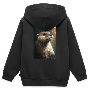 Otter Realistisch Cool Tier - Kinder Premium Organic Zip Hoodie - Schwarz - Hinten - AI Model Kid Male (0cm)