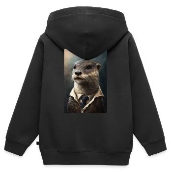 Otter Realistisch Cartoon Anime - Kinder Premium Organic Zip Hoodie - Schwarz - Hinten - AI Model Kid Male (0cm)