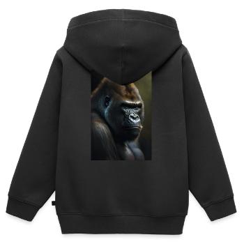 Gorilla Monkey Cool - Sweat Premium à capuche zippé enfant bio - noir - Dos - AI Model Kid Male (0cm)
