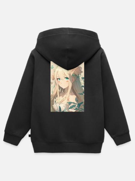 Anime Girl Anime Girl Waifu Otaku Beautiful - Sweat Premium à capuche zippé enfant bio - noir