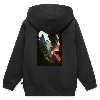 Zhangjiajie Berge Frau Profil China - Kinder Premium Organic Zip Hoodie - Schwarz - Hinten - AI Model Kid Male (0cm)