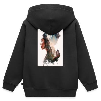 Zhangjiajie Mountains Profil de femme Chine - Sweat Premium à capuche zippé enfant bio - noir - Dos - AI Model Kid Male (0cm)