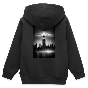 New York Skyline NYC - Sweat Premium à capuche zippé enfant bio - noir - Dos - AI Model Kid Male (0cm)