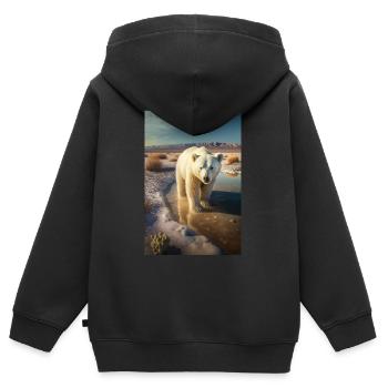 Ours polaire désert climat réchauffement climatique protection climatique - Sweat Premium à capuche zippé enfant bio - noir - Dos - AI Model Kid Male (0cm)