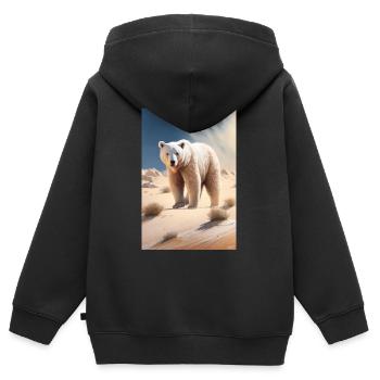 Ours polaire désert climat réchauffement climatique protection climatique - Sweat Premium à capuche zippé enfant bio - noir - Dos - AI Model Kid Male (0cm)