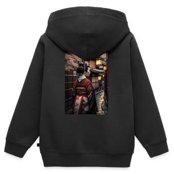 Geisha Japanisch Kimono Schön Japan - Kinder Premium Organic Zip Hoodie - Schwarz - Hinten - AI Model Kid Male (0cm)