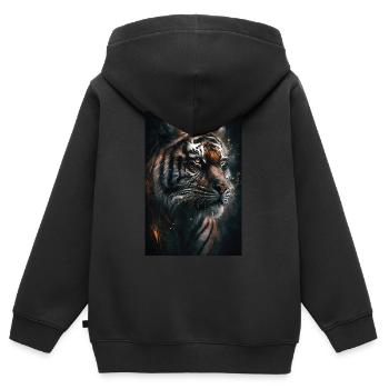 Tiger Portrait Cool Wild Cat Wildkatze Raubtier - Kinder Premium Organic Zip Hoodie - Schwarz - Hinten - AI Model Kid Male (0cm)
