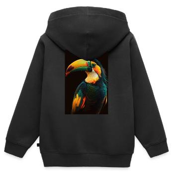 Tukan Vogel Schnabel Spechtvögel - Kinder Premium Organic Zip Hoodie - Schwarz - Hinten - AI Model Kid Male (0cm)