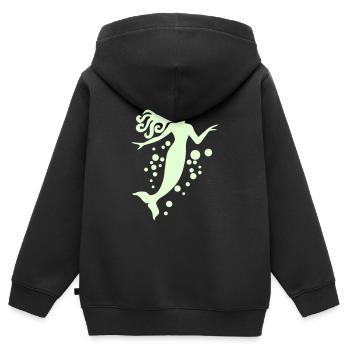Meerjungfrau - Kinder Premium Organic Zip Hoodie - Schwarz - Hinten - AI Model Kid Male (0cm)