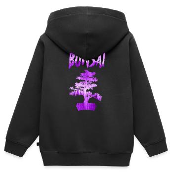 Bonsai violet - Sweat Premium à capuche zippé enfant bio - noir - Dos - AI Model Kid Male (0cm)