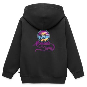 Sun and Palms beach summer sundown purple moment - Sweat Premium à capuche zippé enfant bio - noir - Dos - AI Model Kid Male (0cm)
