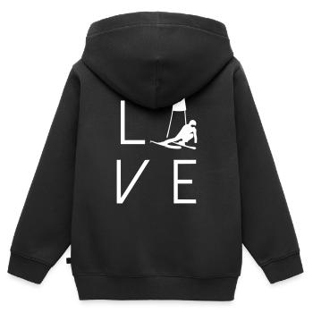 Amour Ski Slalom - Sweat Premium à capuche zippé enfant bio - noir - Dos - AI Model Kid Male (0cm)