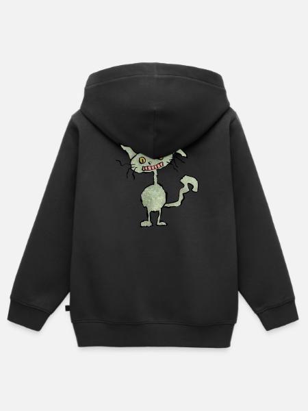 Komische Katze grün - Kinder Premium Organic Zip Hoodie -