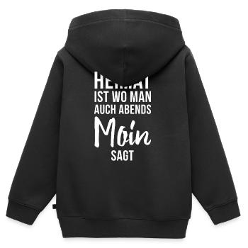 Heimat ist wo man auch Abends Moin sagt - Kinder Premium Organic Zip Hoodie - Schwarz - Hinten - AI Model Kid Male (0cm)
