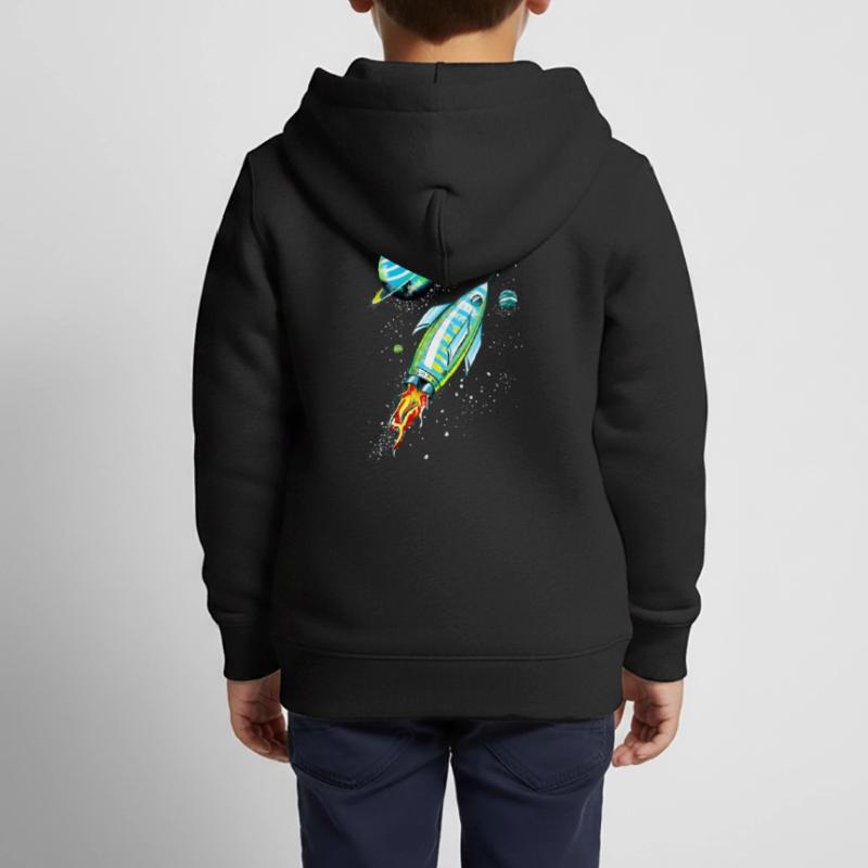 Fusée dans l'espace Sweat Premium à capuche zippé enfant bio